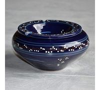 Cendrier Marocain Tatoué Bleu Nuit - Grand Modèle - Artisanal - Décoré à la Main - Diamètre 20 cm
