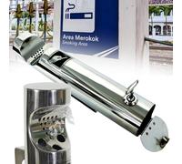 Cendrier Mural - Cendrier Mural D'extérieur, Acier Inoxydable Brossé, Modèle Cylindrique, Idéal Pour L'extérieur Des Bureaux, Restaurants Et Bars(Silver)