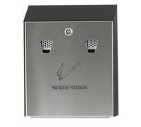 Cendrier mural - collecteur amovible - coloris noir + gris - Smokers Station RUBBERMAID