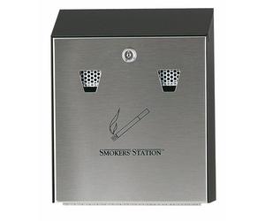 Cendrier mural - collecteur amovible - coloris noir + gris - Smokers Station RUBBERMAID