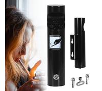Cendrier mural d'extérieur en acier inoxydable brossé pour cigarette - Cendrier cylindrique d'extérieur - Idéal pour une utilisation en extérieur dans les bureaux, les restaurants et les bars (noir)