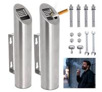 Cendrier Mural en Acier Inoxydable 2 Pièces - Cendrier Extérieur Verrouillable Résistant aux Intempéries et Facile à Nettoyerpour Balcon, Jardin, Hôtel, Bureau (Argent)