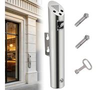 Cendrier Mural Exterieur en Acier Inoxydable pour Pub Bar Bureau Restaurant, Réceptacle de Cigarettes en Plein Air Monté Sur le Mur H46cm x 7,5cm par Poweka (Argent)