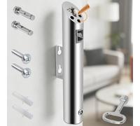 Cendrier Mural Extérieur en Acier Inoxydable pour Restaurants, hôtels et Pubs Club par Poweka, 30x6.2cm (Argent)