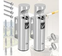 Cendrier Mural Extérieur Rond en Acier Inoxydable pour Restaurants, Bureaux et Hôtels avec Serrure par Poweka (Argent, 2PCS)