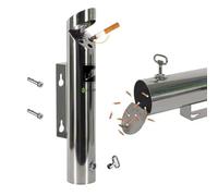 Cendrier mural verrouillable,Colonne de cendrier mural en acier inoxydable 304,Cendrier extérieur en acier inoxydable avec vis et clé,pour la centres commerciaux, halls d'hôtels,AS012-Argent,6.2x28cm