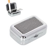Cendrier Portable avec Couvercle, Mini Cendrier Portatif, Cendrier de Voyage Portable Avec Couvercle, Cendrier de Poche Anti Odeur, Mini Cendrier Carré en Acier Inoxydable, Noir