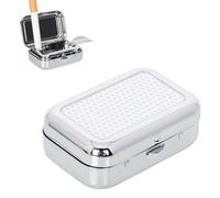 Cendrier Portable Avec Couvercle - Mini Portatif de Voyage et de Poche Anti Odeur - Carré en Acier Inoxydable, Blanc