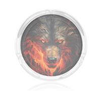 Cendrier portable en verre Red Wolf and Fire, adapté pour une utilisation en intérieur et en extérieur, idéal pour fumer sur une table.