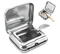 Cendrier Portable, Mini Cendrier Portatif avec Couvercle, Cendrier de Voyage Portable, Cendrier de Poche Anti Odeur, Cendrier Poche Compact en Acier Inoxydable, d'Intérieur Extérieur pour Voiture