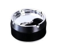 Cendrier pour cigarettes Cendrier rond en acier inoxydable avec couvercle rotatif à 360° for la décoration de maison, du bureau et salon décoratif(Noir)