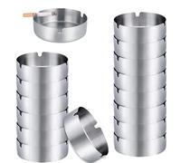 Cendrier Rond en Acier Inoxydable, 16 Pièces 10cm Cendrier, Cendrier à Cigares Rond, Cendrier de Bureau Moderne, pour Bar, Restaurant, Chambre à Coucher