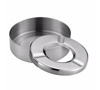 Cendrier rond en acier inoxydable, cendrier à cigarettes argenté pour l'intérieur et l'extérieur