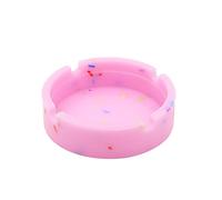 Cendrier rond en silicone lumineux - Cendrier en caoutchouc résistant à la chaleur - Brille dans le noir - Mini plateau de rangement pour clés - Pour la maison et le bureau - Rose
