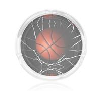 Cendrier rond en verre imprimé basket-ball 8,4 cm - Cendrier à cigarettes en cristal transparent pour la maison, le bureau et l'extérieur