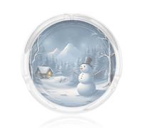 Cendrier rond en verre imprimé bonhomme de neige pour fumeurs intérieur extérieur maison bureau terrasse facile à nettoyer