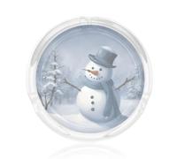 Cendrier rond en verre imprimé bonhomme de neige pour fumeurs intérieur extérieur maison bureau terrasse facile à nettoyer