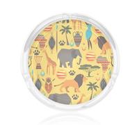 Cendrier rond en verre imprimé éléphant africain pour maison, bureau, salon, voiture, tables basses décoratives
