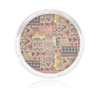 Cendrier rond en verre transparent imprimé patchwork africain pour maison, bureau, terrasse, chambre à coucher, salle de réunion