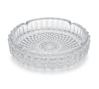 Cendrier rond en verre transparent robuste de 20 cm - Cendrier vintage à motif diamant pour cigarettes et cigares - Plat à fumer en verre épais pour la maison, la terrasse, le pub, ou le bar (JR1200)