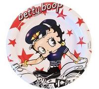 Cendrier rond métallique Betty Boop Motarde BLANC G