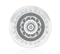 Cendrier rond noir et blanc imprimé totem - Matériau en verre facile à nettoyer, adapté pour les chambres, cafés, clubs, etc.