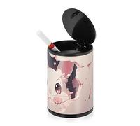 Cendrier sans fumée avec couvercle en acier inoxydable pour cigarettes, petit lapin derrière un mur cassé, portable, portable, portable, pour la maison, le bateau, la plage