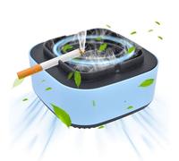 Cendrier sans fumée avec purificateur d'air, cendrier 2 en 1 pour purification de l'air avec ions négatifs, sans fumée, pour la maison, l'intérieur, la voiture, le bureau
