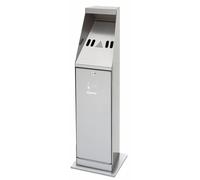 Cendrier Sur Colonne Inox - 5,5 Litres - Facile à Vider - 240x240x870(h)mm