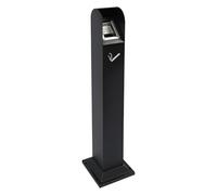 Cendrier sur pied - 24 x 24 x 110 cm - Cendrier à colonne avec seau intérieur et grille de fermeture, cendrier commercial pour intérieur et extérieur, restaurant, hôtel (noir)
