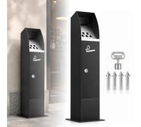 Cendrier sur Pied Extérieur avec Serrure, Cendrier Inox Anti Odeur pour Extérieur Grand avec 4 Ancrages au Sol & Seau Intérieur Amovible, Colonne Cendrier pour Terrasse, Hôtel, Bureau, Restaurant