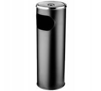 KADAX Cendrier sur Pied en Acier Inoxydable avec Poubelle de 18 l, Couvercle et cendrier posé, Poubelle pour l'extérieur, Acier par Poudre., Noir, 20 x 20 x 58 cm