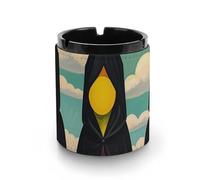 Cendrier Terrible Witches en cuir - 7,9 x 10,2 cm Design cylindrique empêche les déversements de cendres, cendrier portable pour voiture, bureau, maison