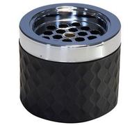 Cendrier à vent APS, cendrier, en métal chromé, verre dépoli, avec fermeture à baïonnette, Ø 9,5 cm, hauteur 8 cm, noir