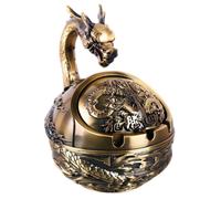 Cendrier vintage avec couvercle pour cigarettes, porte-cendrier en métal coupe-vent, sans fumée ni odeur, pour une utilisation intérieu