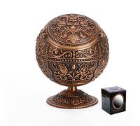 Cendrier vintage coupe-vent avec couvercle - Cendrier portable pour extérieur et intérieur en métal - Cendrier à pousser vers le bas - Motif estampillé à la main - Pour homme et femme