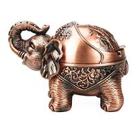 Cendrier vintage décoratif coupe-vent avec couvercle pour cigarettes en métal portable cendrier odeur intérieur extérieur sculpté à la main éléphant porte-bonheur cadeau décoratif pour homme et femme