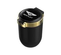 Cendrier Voiture pour Bentley Continental GT/Continental GTC/Flying Spur/Bentayga, Portable Amovible Cendrier avec LED Cendrier Anti Odeur pour Voiture, Maison, Bureau et Voyage,C/Gold