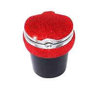 Cendrier Voiture, Uposao Cristal Strass Portable Voiture Cendrier Cigarette Avec LumièRe Led, Mini DéTachable De Cendriers De Voiture Pour Voiture, Maison, Bureau Et Voyage, Restaurant, Bar (Rouge)