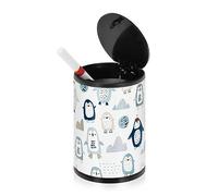Cendriers de dessin animé pingouin mignon pour cigarettes en plein air avec couvercle en acier inoxydable portable amovible cendrier sans fumée pour camping auto