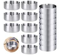 Cendriers Ronds, Lot de 16 en Acier Inoxydable Cendriers, Cendrier de Bureau Moderne, Cendrier Moderne pour Salle de Conférence, Bars, Restaurants, Chambres à Coucher, pour l'intérieur et l'extérieur