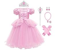 Cendrillon Déguisement Filles - Enfants Cendrillon Robe Cinderella Princesse Costume Carnaval Cosplay Halloween Partie Noël Soirée Cérémonie Anniversaire Fête d'Anniversaire Dress Up Rose-3 4-5 Ans