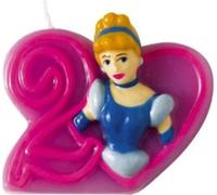 Cendrillon - Numéro - Bougie, 2 anniversaire - Cire SG31160 (Taille unique) (Rose/Bleu/Jaune)