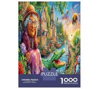 Cène Chaude au Bord du lac Puzzles Décoration Intérieure 1000 Pièces Grand-mère et Crocodile Jigsaw Puzzle Jeu De Décompression Divertissement Créatif Aux Adultes Et Enfants 52x38cm/1000pcs