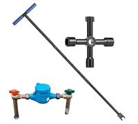 Cénége du compteur d'eau - Télectricité anti-glissement en forme de t pour plomberie | Bar en acier réglable avec 4 in 1 Spanner et garantie sécurisée pour l'irrigation, la cour, le jardin, la pelouse