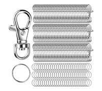 Cenei Mousquetons Pivotants en Métal et Porte-Clés, 120 Petits Fermoirs Mousquetons et 120 Porte-Clés, 240 Pièces
