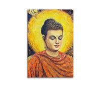 CENGLIS Bouddhisme religieux épais - Peinture à l'huile - Statue de Bouddha - Poster moderne - Art mural sur toile - Décoration esthétique - 50 x 75 cm - Style sans cadre