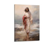 CENGLIS Christian Jésus By Sea Peinture à l'huile Poster Moderne Art mural Toile Esthétique Décoration Peinture 30 x 45 cm Style cadre