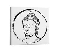 CENGLIS Ligne de bouddhisme religieux - Dessin Tête de Bouddha Poster Art mural moderne sur toile Décoration esthétique Peinture 60 x 60 cm Style cadre
