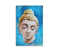 CENGLIS Peinture à l'huile bouddhiste religieuse - Texture tête de Bouddha - Art mural moderne sur toile - Décoration esthétique - 40 x 60 cm - Style sans cadre